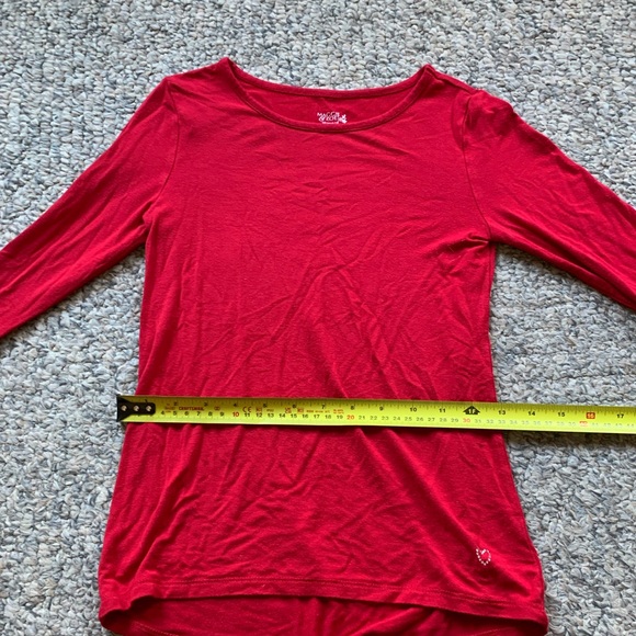 Thin Red Long Sleeve Kids Top With Heart - Picture 3 of 5
